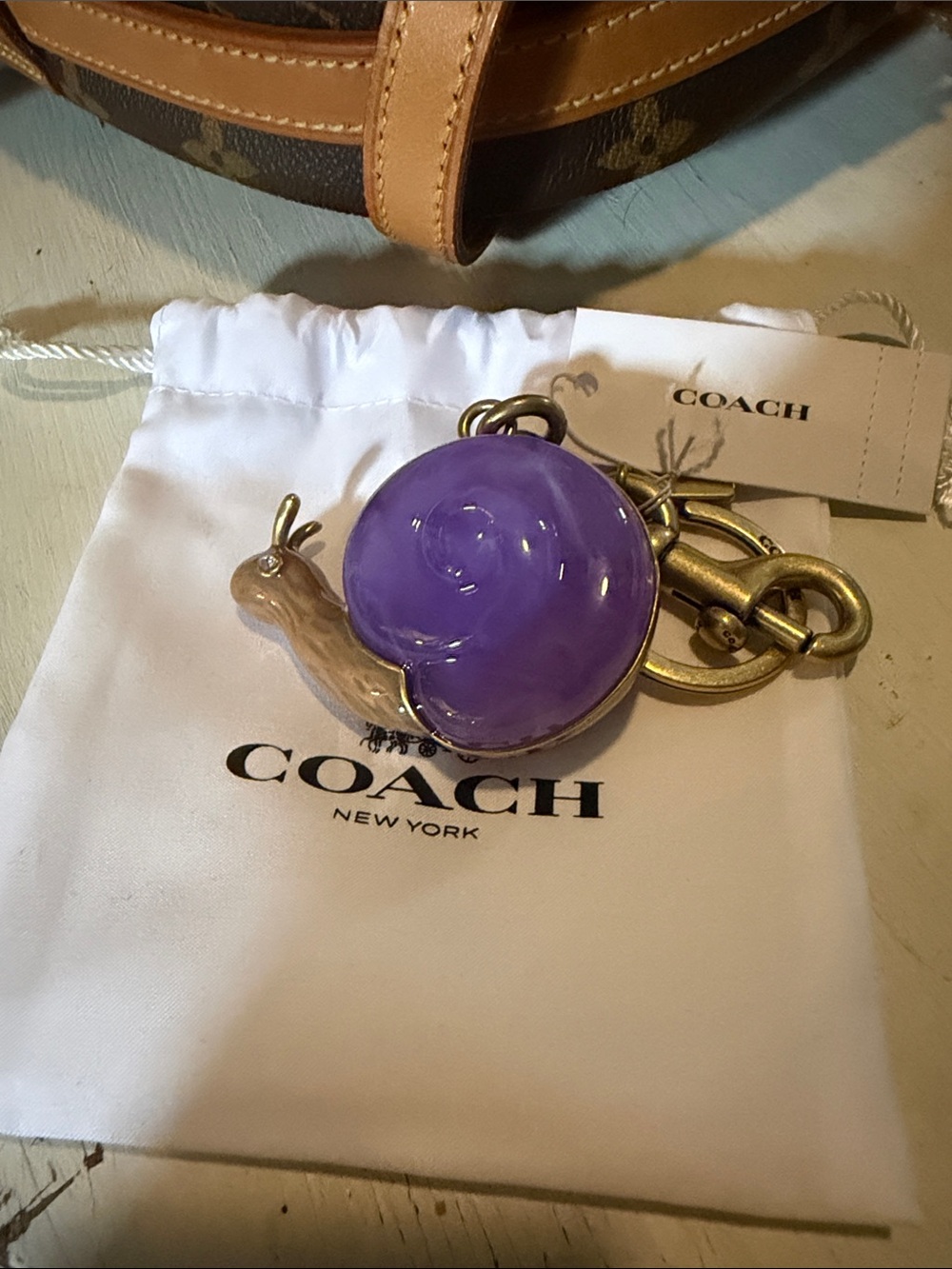 Coach Purple Snail Enamel Key Charm New